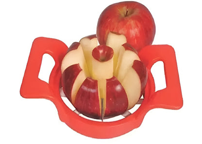 Apple Slicer and Corer with Stainless Steel Blades – Heavy Duty Fruit Cutter with Anti-Slip Handles (Red) Pack Of 2